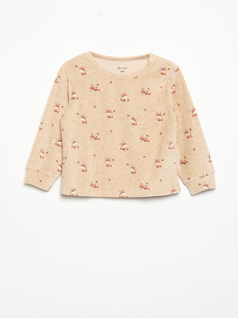 Pyjama 2 pièces - Sweat + pantalon Beige - Kiabi