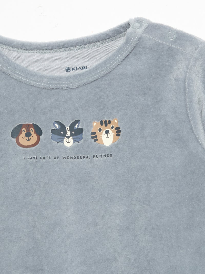Pyjama 2 pièces - Sweat + pantalon Bleu - Kiabi