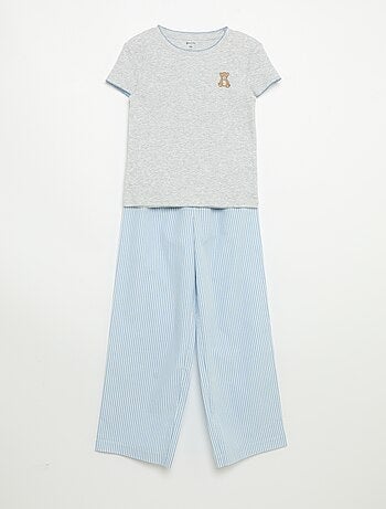 Pyjama 2 pièces - T-shirt à manches courtes + pantalon rayé
