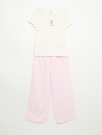 Pyjama 2 pièces - T-shirt à manches courtes + pantalon rayé