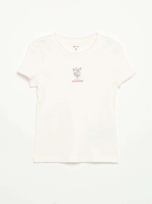 Pyjama 2 pièces - T-shirt à manches courtes + pantalon rayé - Kiabi