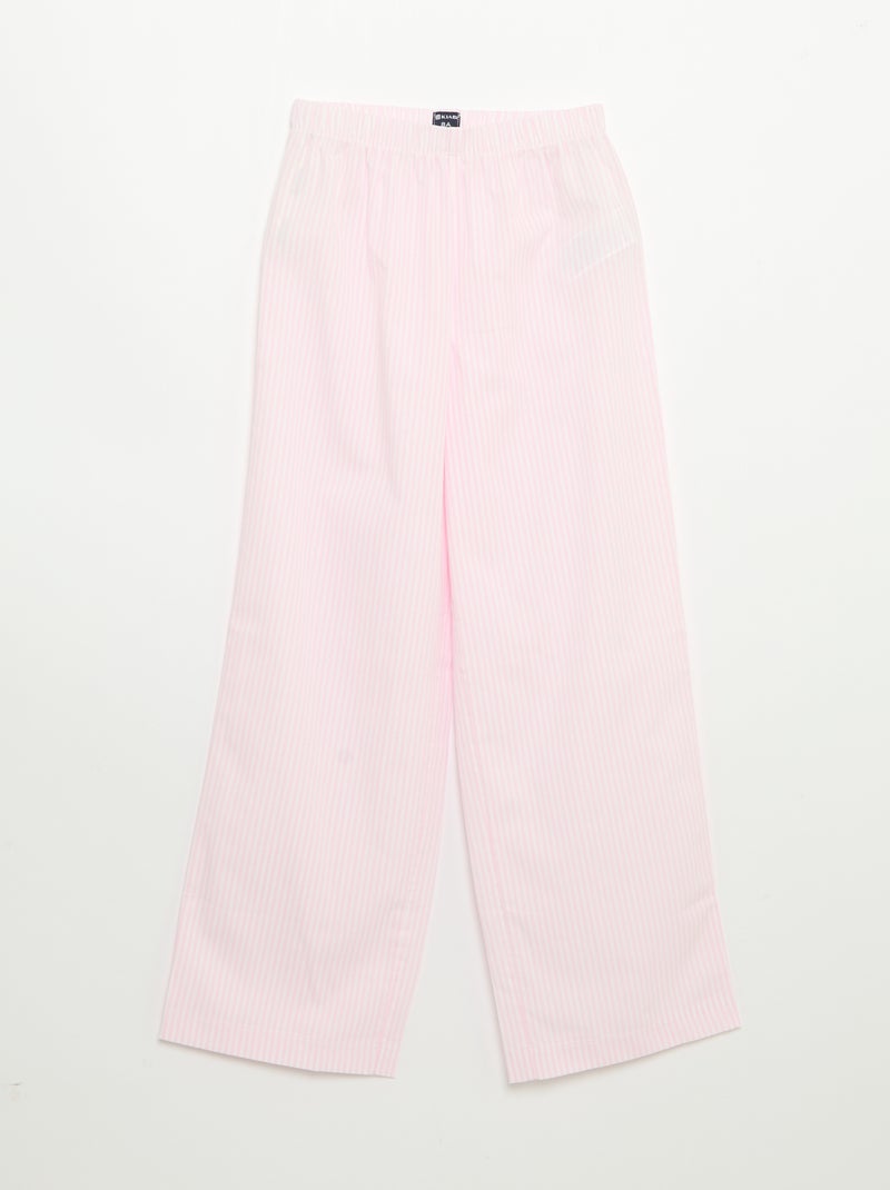 Pyjama 2 pièces - T-shirt à manches courtes + pantalon rayé Rose - Kiabi