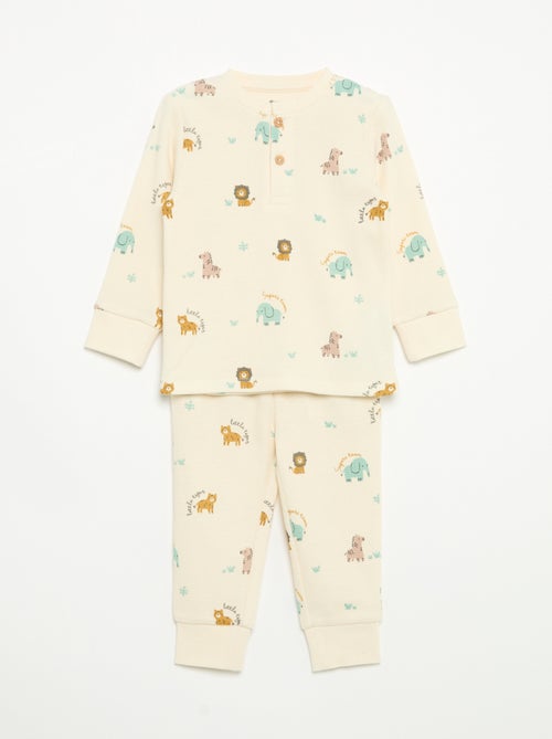 Pyjama 2 pièces - T-shirt à manches longues + pantalon - Kiabi