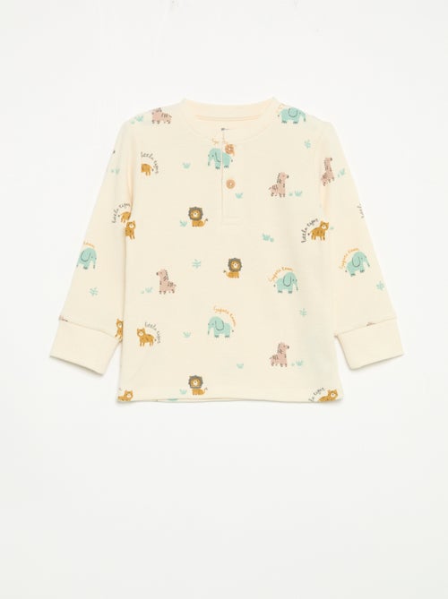 Pyjama 2 pièces - T-shirt à manches longues + pantalon - Kiabi