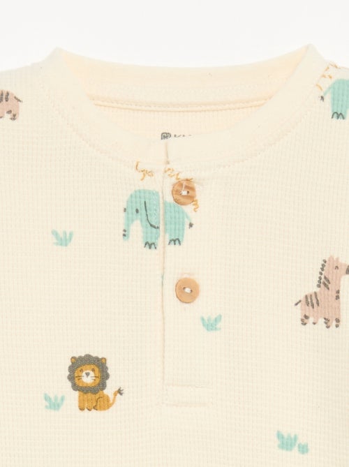 Pyjama 2 pièces - T-shirt à manches longues + pantalon - Kiabi