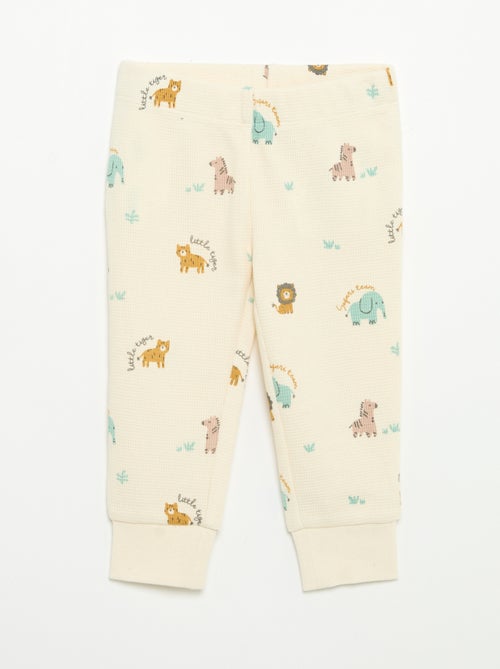 Pyjama 2 pièces - T-shirt à manches longues + pantalon - Kiabi