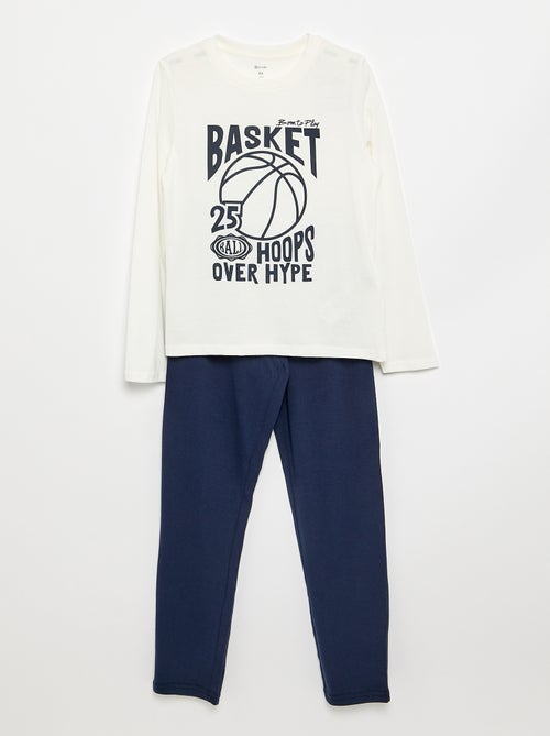 Pyjama 2 pièces - T-shirt à manches longues + pantalon - Kiabi