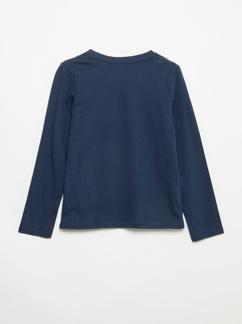 Pyjama 2 pièces - T-shirt à manches longues + pantalon Bleu - Kiabi
