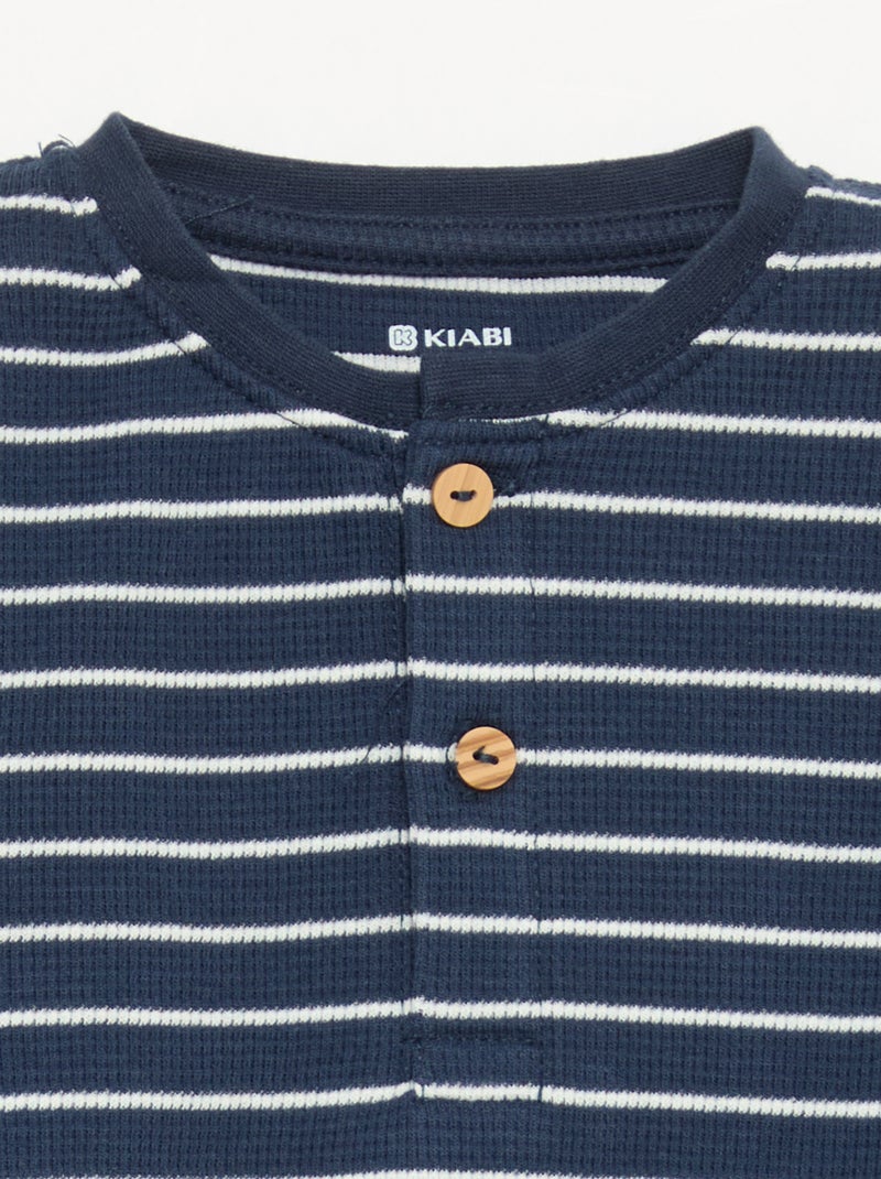 Pyjama 2 pièces - T-shirt à manches longues + pantalon Bleu - Kiabi