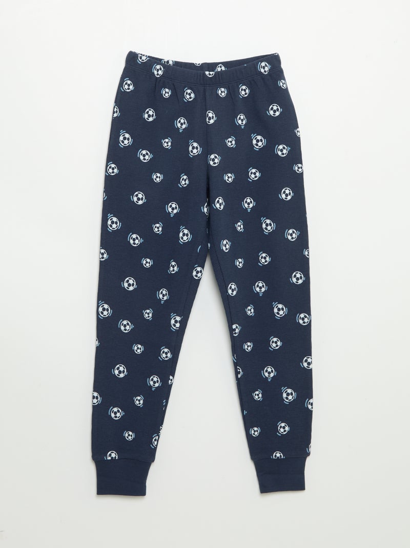 Pyjama 2 pièces - T-shirt à manches longues + pantalon Bleu - Kiabi