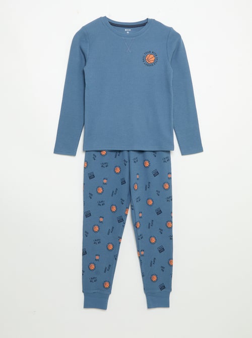 Pyjama 2 pièces - T-shirt à manches longues + pantalon - Kiabi
