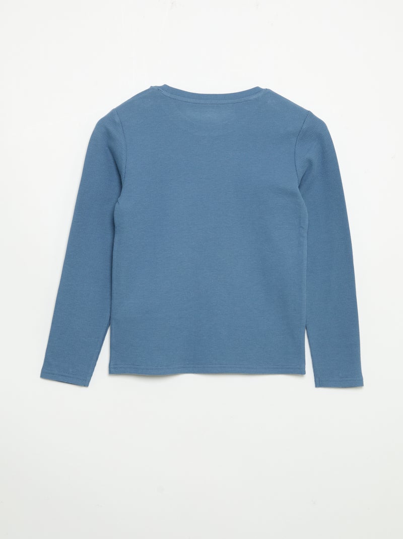 Pyjama 2 pièces - T-shirt à manches longues + pantalon Bleu - Kiabi