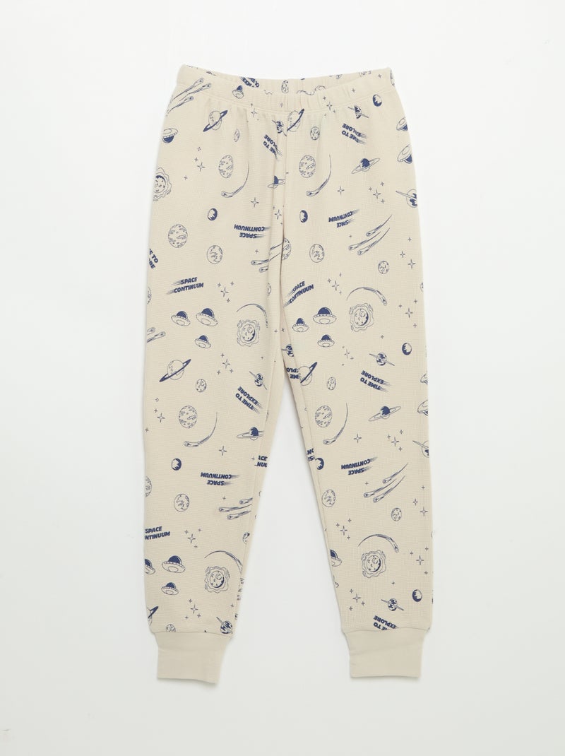 Pyjama 2 pièces - T-shirt à manches longues + pantalon Gris - Kiabi
