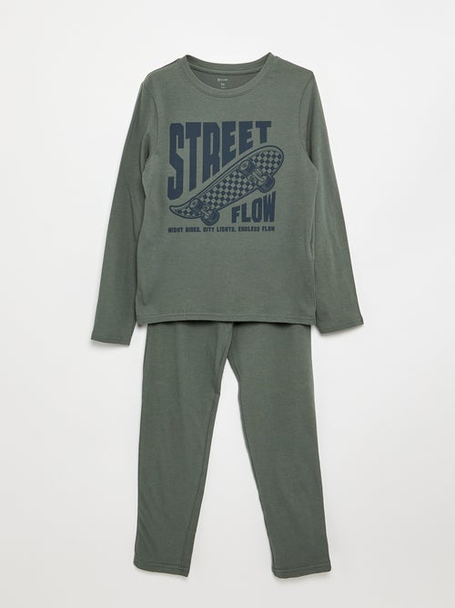 Pyjama 2 pièces - T-shirt à manches longues + pantalon - Kiabi