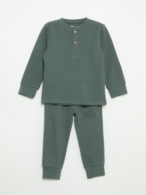 Pyjama 2 pièces - T-shirt à manches longues + pantalon - Kiabi