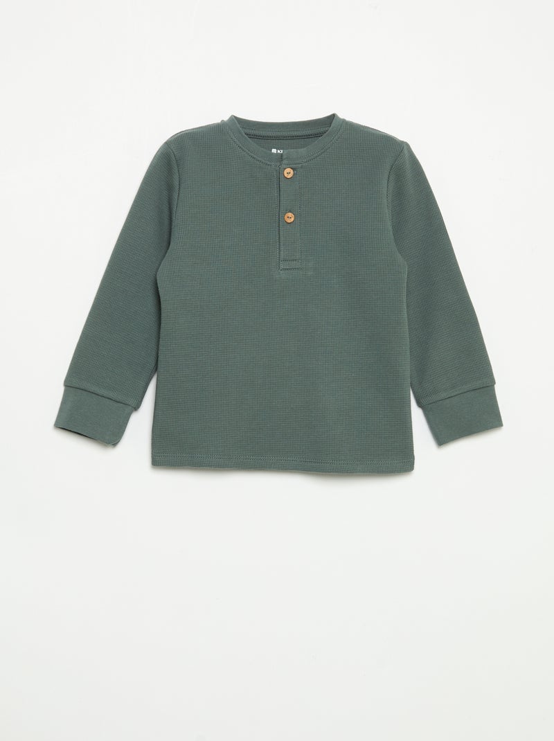 Pyjama 2 pièces - T-shirt à manches longues + pantalon Vert - Kiabi