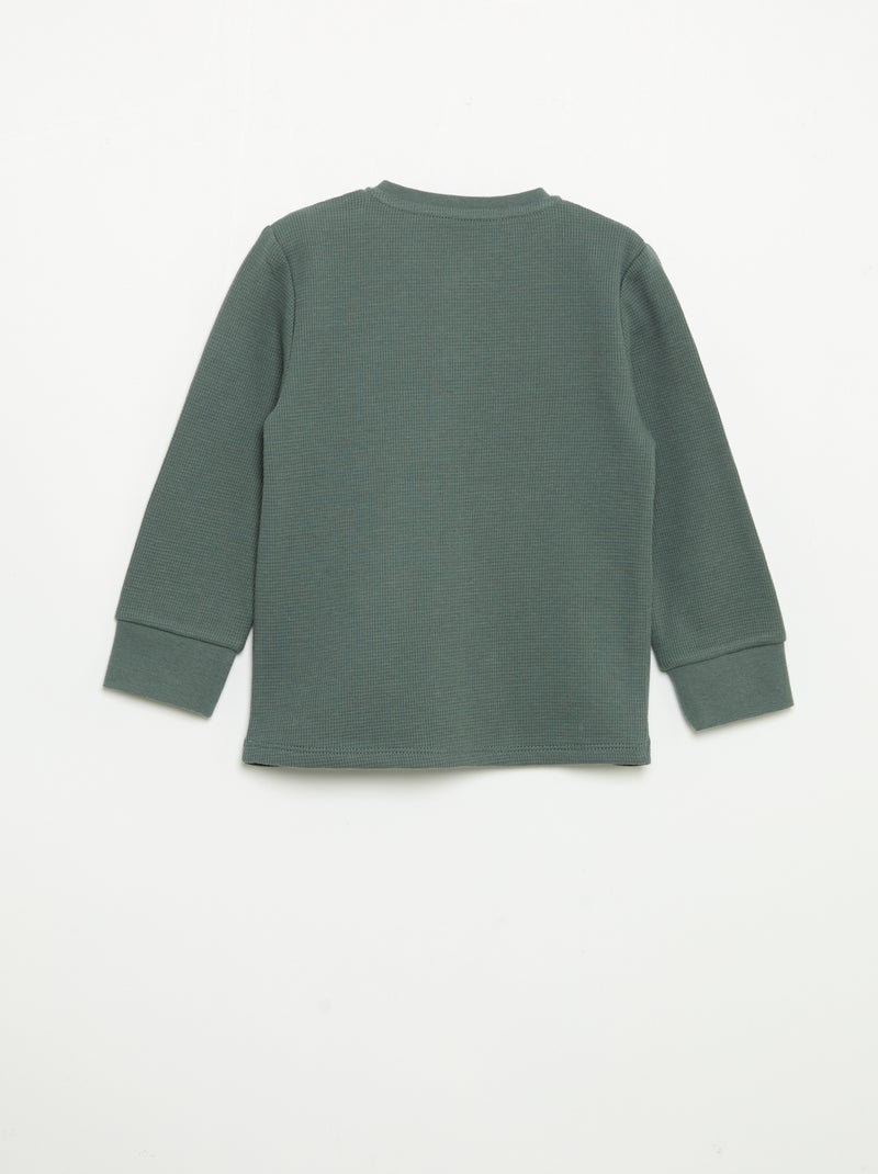 Pyjama 2 pièces - T-shirt à manches longues + pantalon Vert - Kiabi