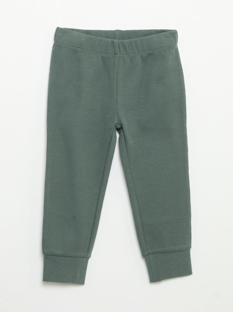 Pyjama 2 pièces - T-shirt à manches longues + pantalon Vert - Kiabi
