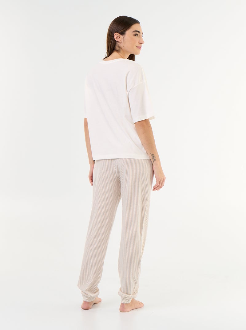 Pyjama 2 pièces - tee-shirt + pantalon Blanc - Kiabi