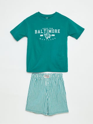 Pyjama 2 pièces - tee-shirt + short rayé