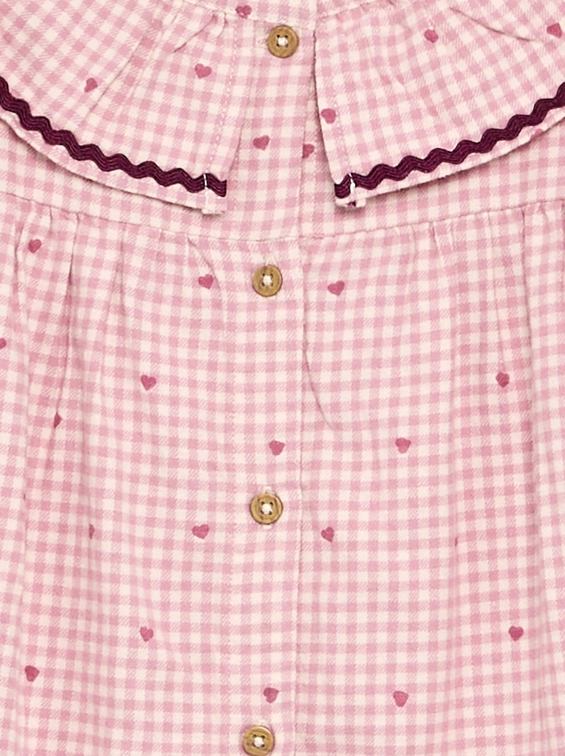 Pyjama 2 pièces à carreaux Rose - Kiabi