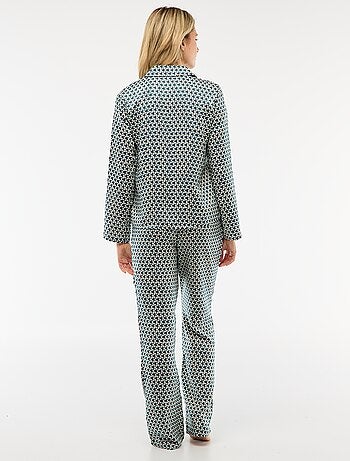Pyjama 2 pièces effet satiné - chemise + pantalon