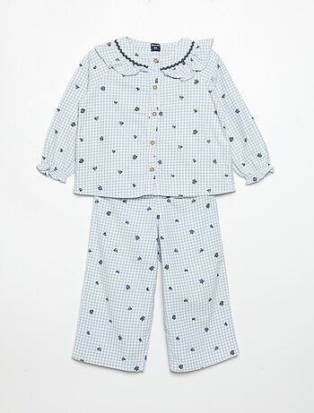 Pyjama 2 pièces en flanelle - Haut boutonné + pantalon