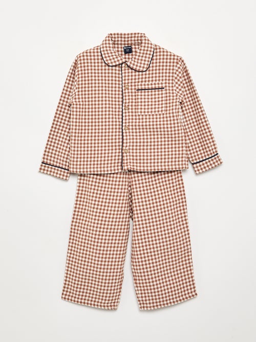Pyjama 2 pièces en flanelle - Haut boutonné + pantalon - Kiabi