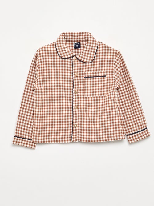 Pyjama 2 pièces en flanelle - Haut boutonné + pantalon - Kiabi