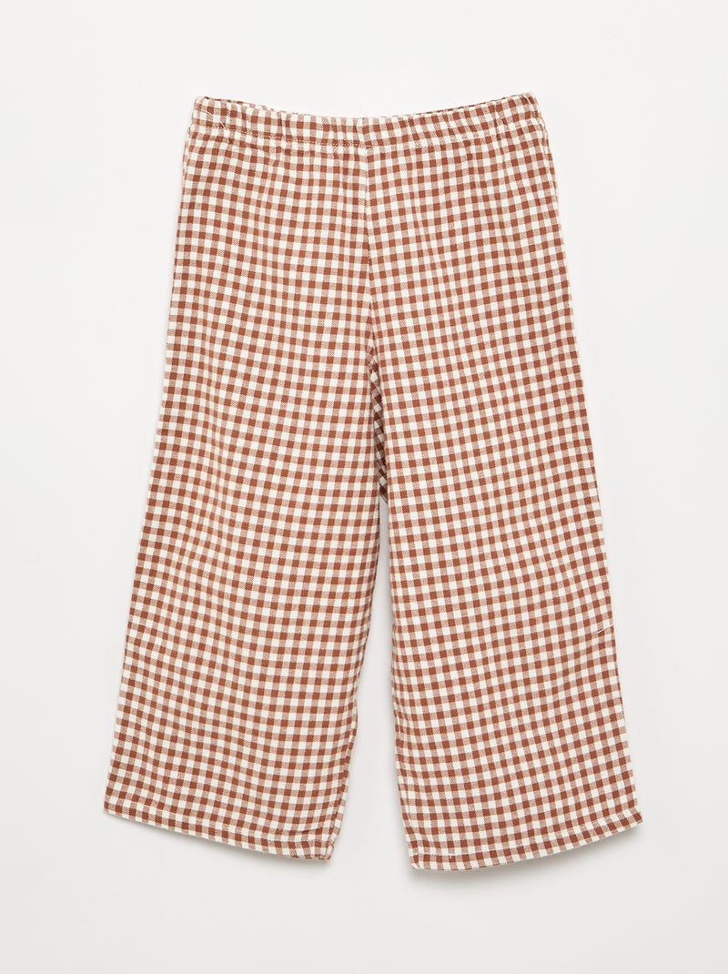 Pyjama 2 pièces en flanelle - Haut boutonné + pantalon Marron - Kiabi