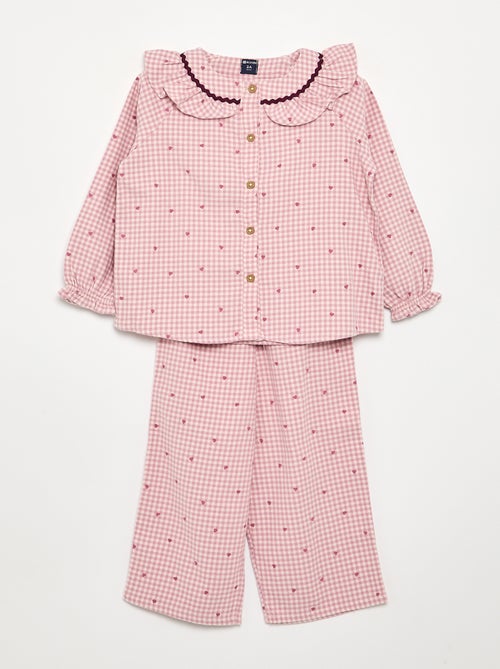 Pyjama 2 pièces en flanelle - Haut boutonné + pantalon - Kiabi