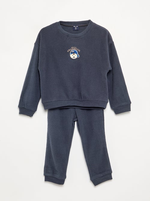Pyjama 2 pièces en maille gaufrée- Sweat + pantalon - Kiabi Pyjama 2 pièces en maille gaufrée- Sweat + pantalon - Kiabi