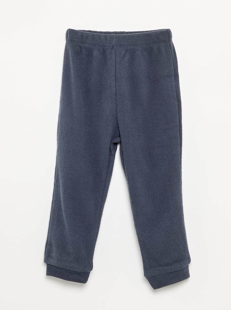 Pyjama 2 pièces en maille gaufrée- Sweat + pantalon Bleu - Kiabi
