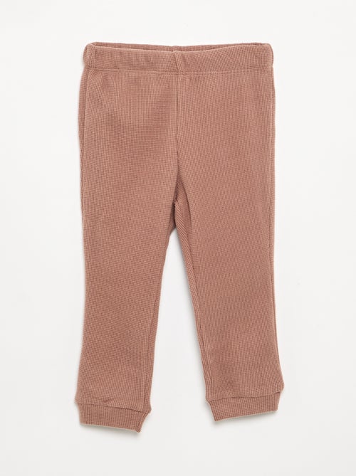 Pyjama 2 pièces en maille gaufrée- Sweat + pantalon - Kiabi