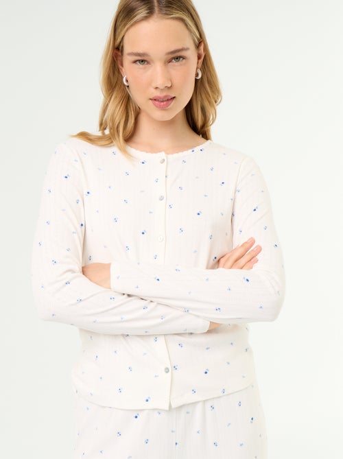 Pyjama 2 pièces en maille pointelle - Gilet + pantalon - Kiabi