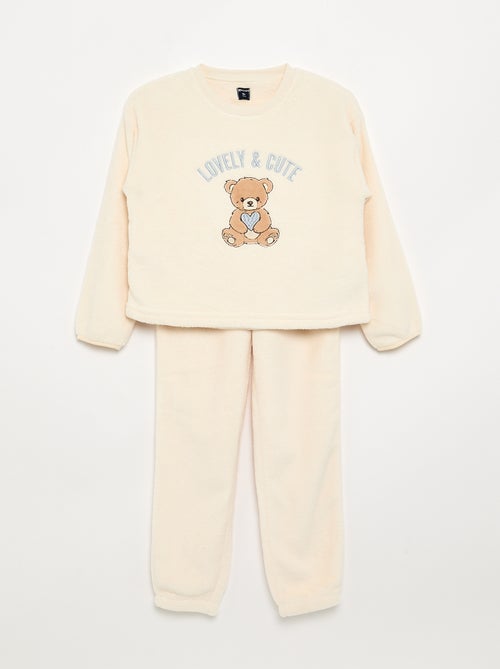 Pyjama 2 pièces en polaire corail - Sweat + pantalon - Kiabi