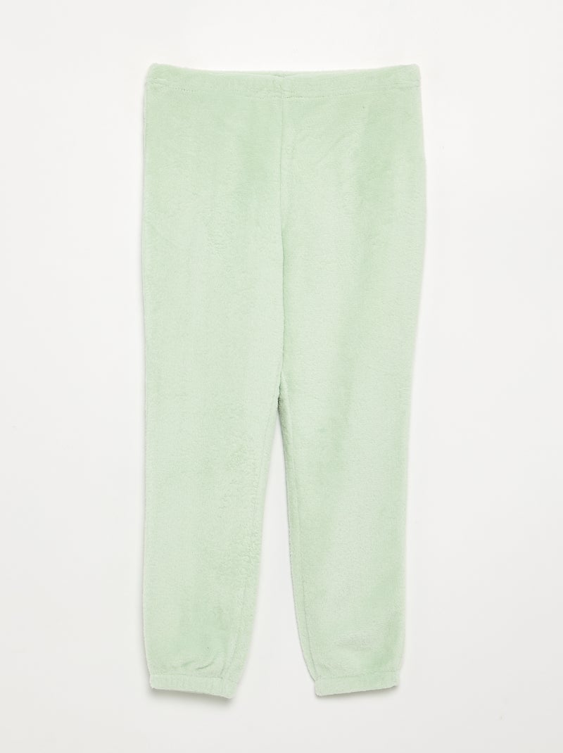 Pyjama 2 pièces en polaire corail - Sweat + pantalon Vert - Kiabi