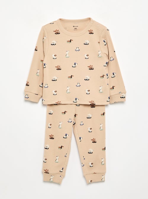 Pyjama 2 pièces en rib imprimé - Kiabi Pyjama 2 pièces en rib imprimé - Kiabi