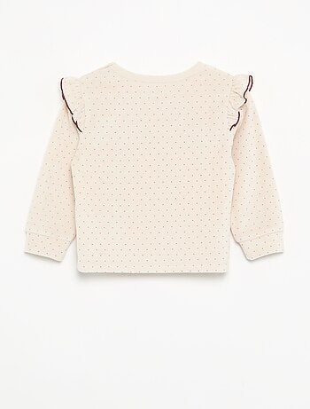 Pyjama 2 pièces en velours - Sweat avec volants aux emmanchures + pantalon