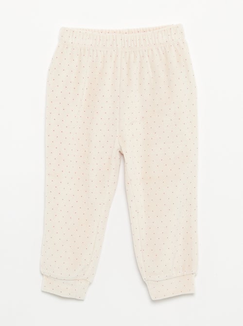Pyjama 2 pièces en velours - Sweat avec volants aux emmanchures + pantalon - Kiabi