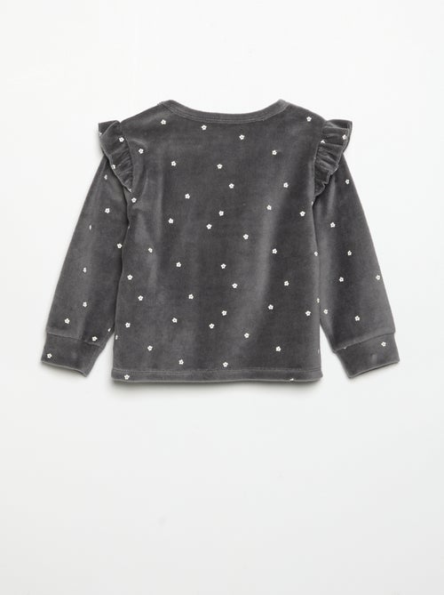 Pyjama 2 pièces en velours - Sweat avec volants aux emmanchures + pantalon - Kiabi Pyjama 2 pièces en velours - Sweat avec volants aux emmanchures + pantalon - Kiabi