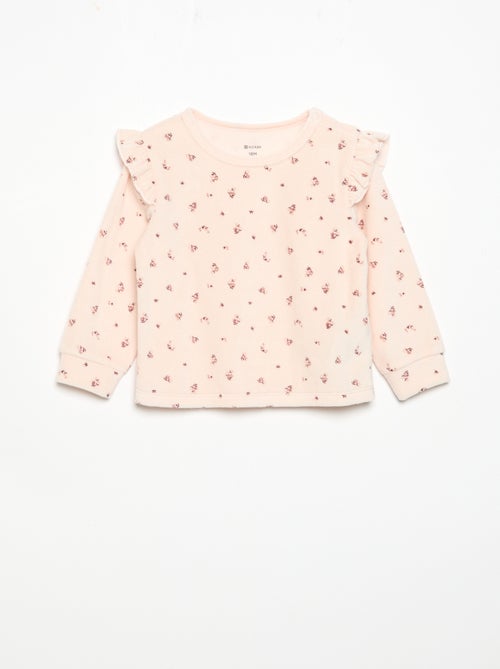Pyjama 2 pièces en velours - Sweat avec volants aux emmanchures + pantalon - Kiabi Pyjama 2 pièces en velours - Sweat avec volants aux emmanchures + pantalon - Kiabi
