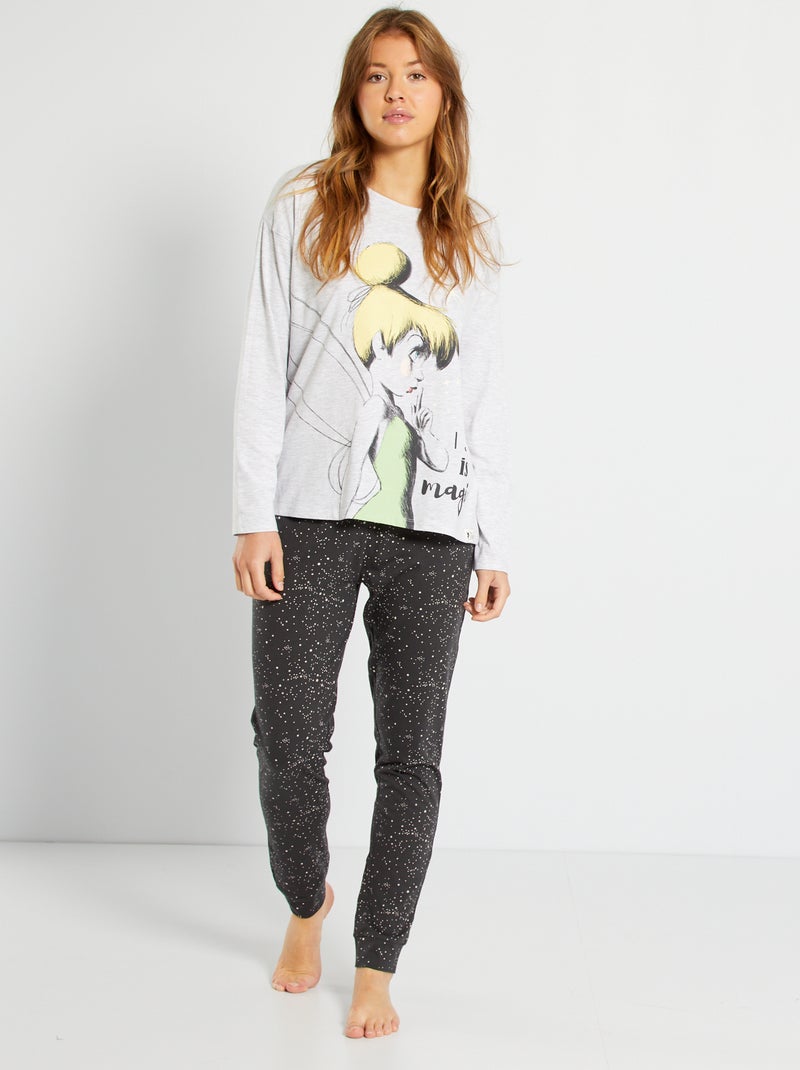 Pyjama 2 pièces 'Fée Clochette' gris chiné - Kiabi