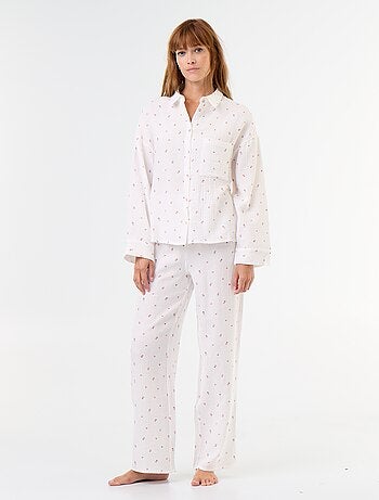 Pyjama 2 pièces fleuri - en gaze de coton