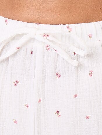 Pyjama 2 pièces fleuri - en gaze de coton