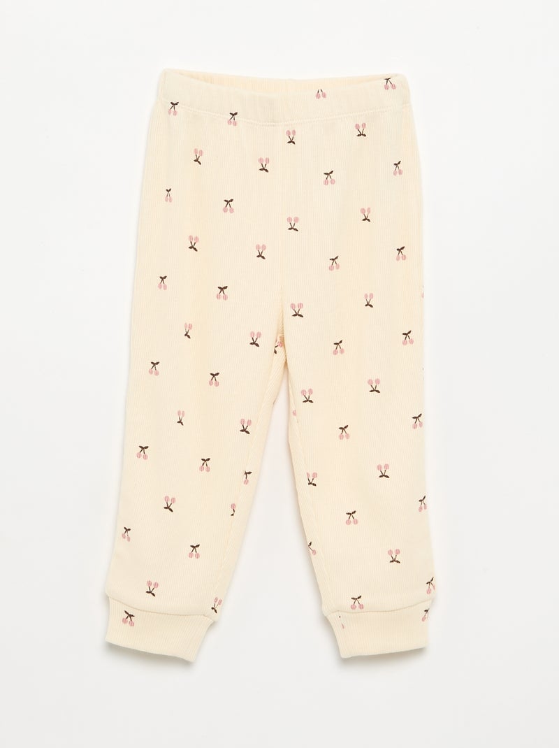 Pyjama 2 pièces imprimé en rib Beige - Kiabi