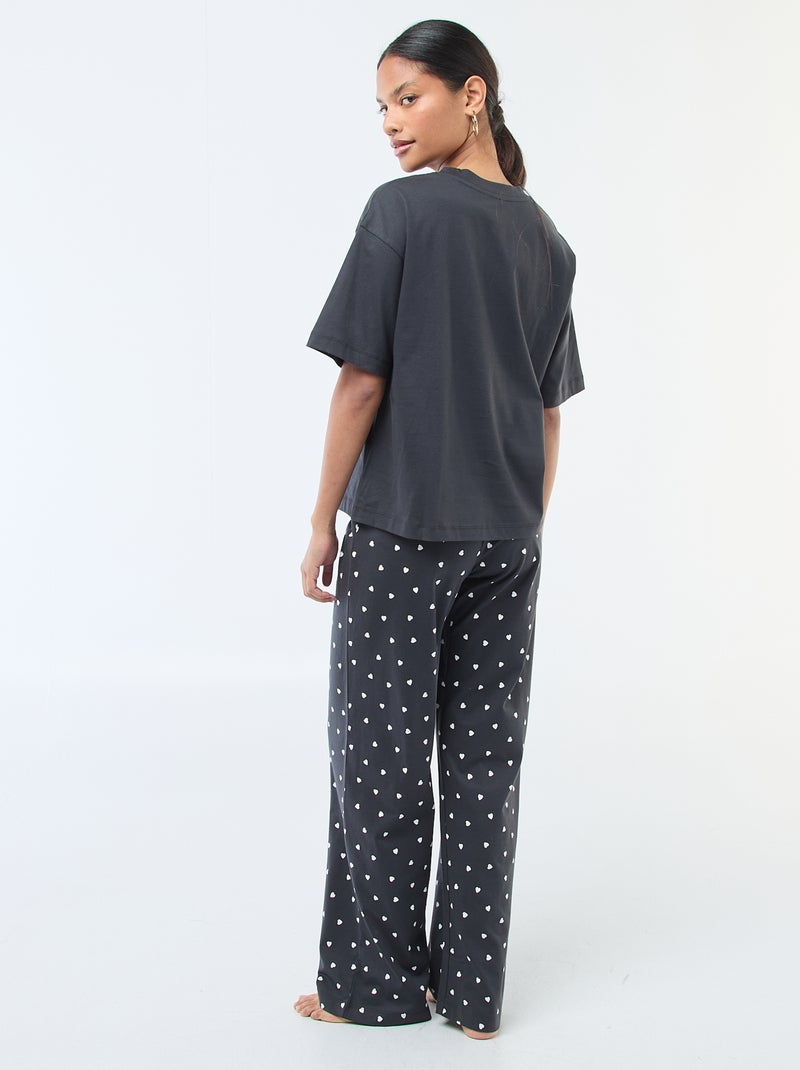 Pyjama 2 pièces imprimé 'Panpan' Noir - Kiabi