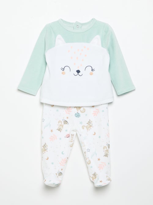 Pyjama 2 pièces 'Petit Béguin' - T-shirt à manches longues + pantalon avec pieds - Kiabi