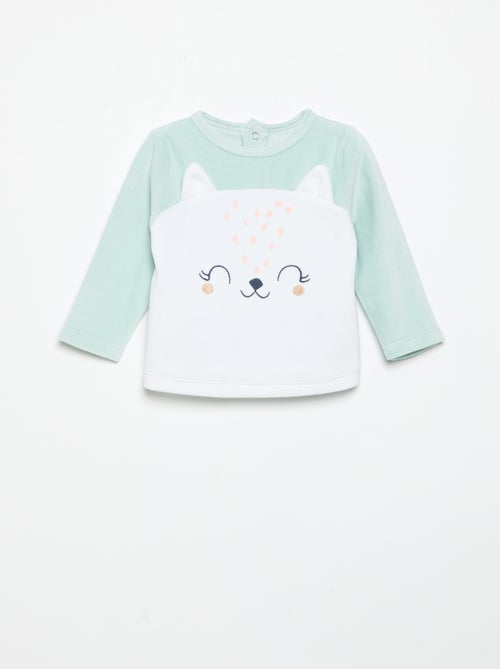 Pyjama 2 pièces 'Petit Béguin' - T-shirt à manches longues + pantalon avec pieds - Kiabi