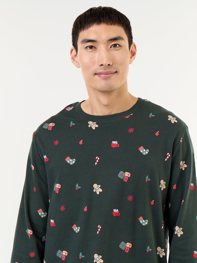 Pyjama 2 pièces t-shirt + pantalon 'Noël' - 2 pièces Vert - Kiabi